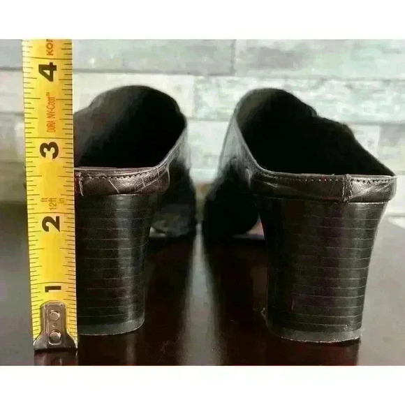 Brighton Tryst Women's 9.5 M Brown Leather Slip-On Woven Slide Heels Mules - Picture 5 of 12